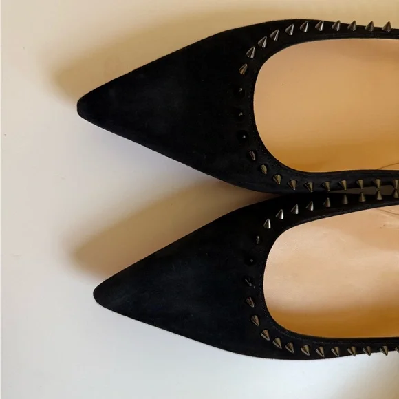 NWOB Christian Louboutin Anjalina Black suede studded flat, size US11/EU41 - Picture 3 of 7